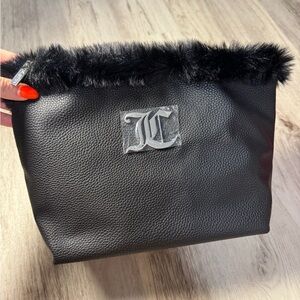 Juicy Couture Black Fur-Trimmed Cosmetic Bag